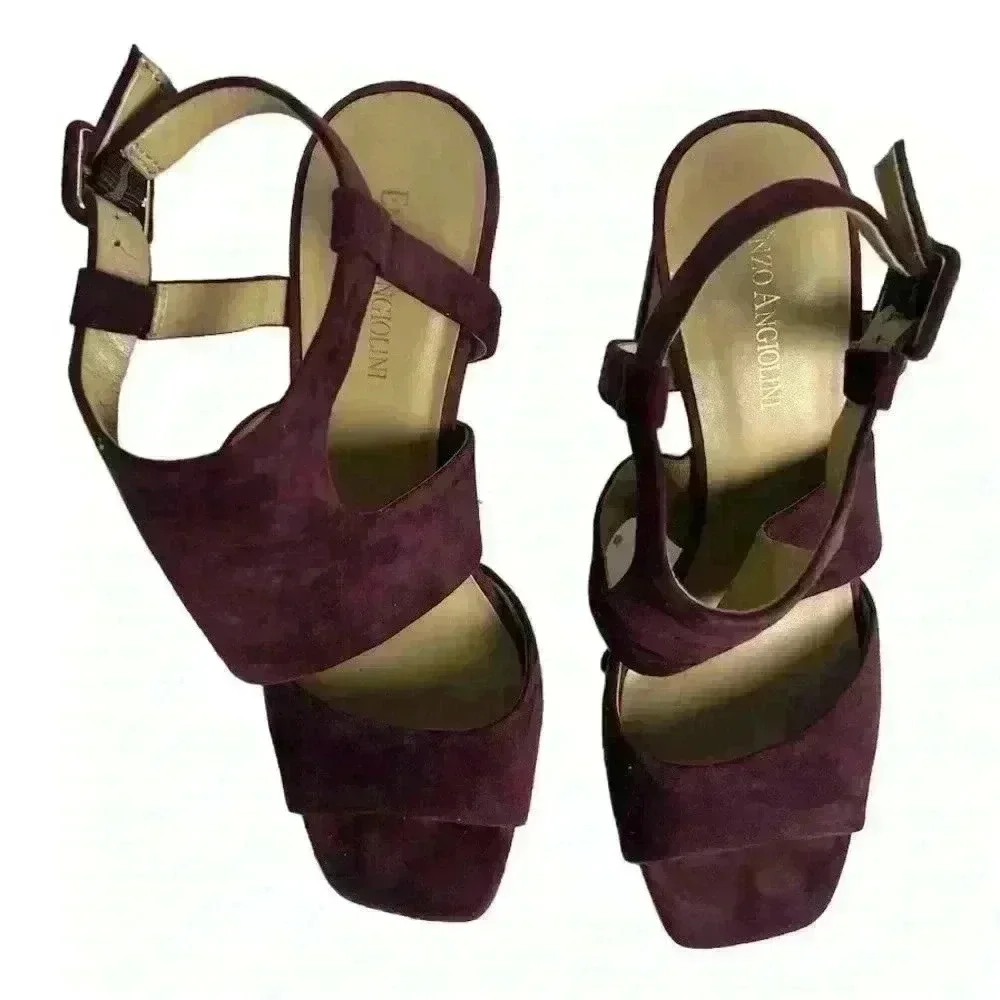 Enzo Angiolini‎ Women's Trudy Sandal Purple Strappy Block Heels 8.5